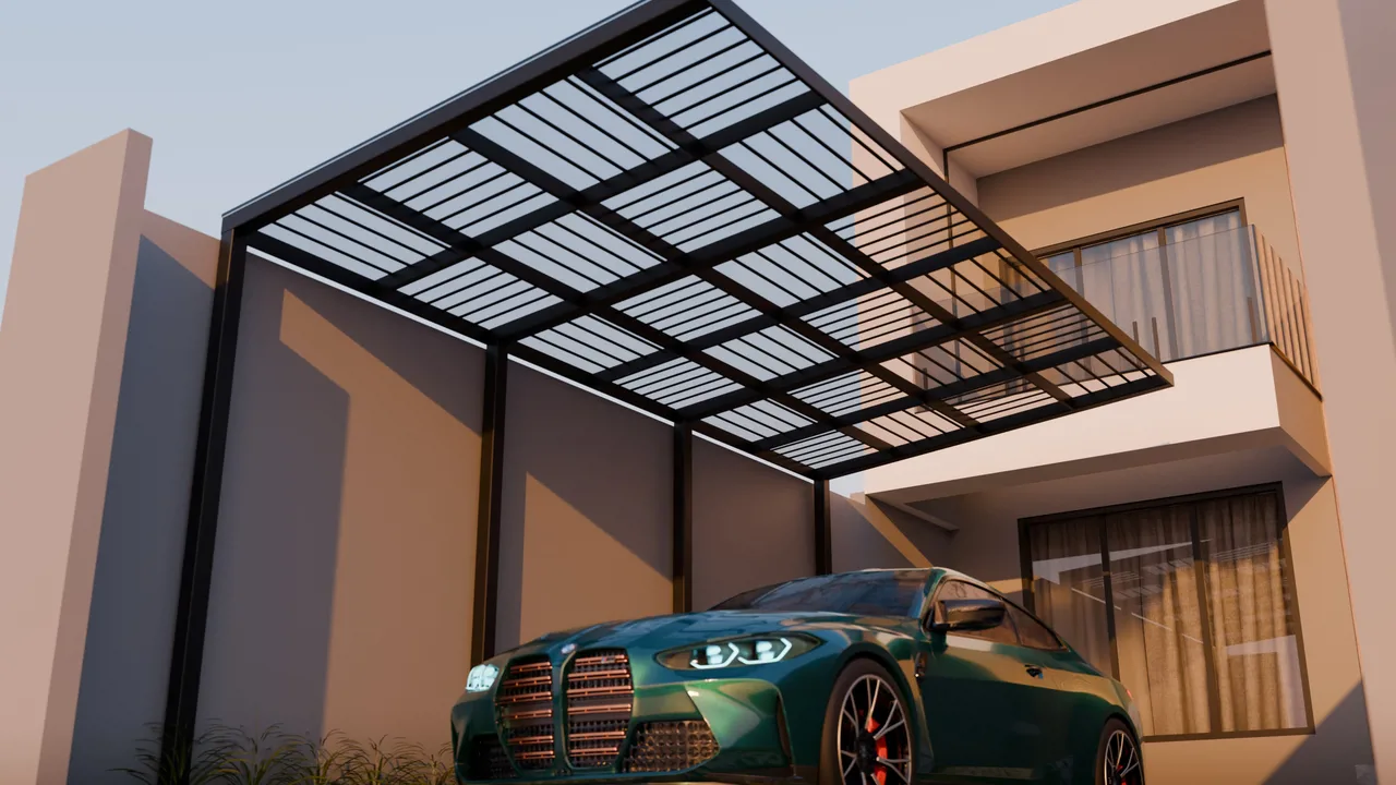 Garagem suspensa de ferro.
Sem colunas no meio do quintal, você aproveita melhor o espaço e mantém tudo mais livre e organizado.
Estrutura feita sob medida para o seu espaço.